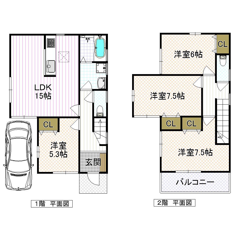 Floor plan. (No. 3 locations), Price 25,800,000 yen, 4LDK, Land area 98.44 sq m , Building area 95.58 sq m