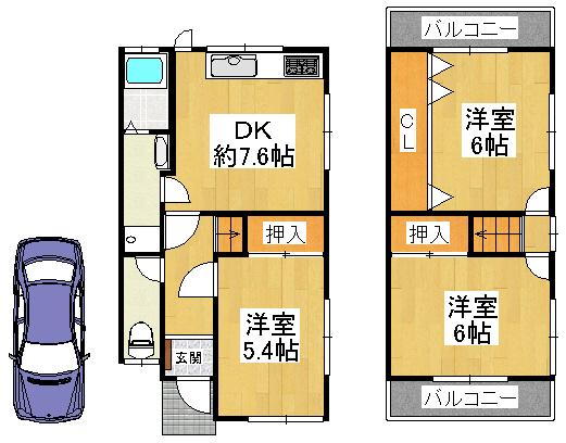 Floor plan. 8.8 million yen, 3DK, Land area 72.29 sq m , Building area 61.06 sq m