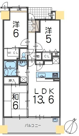Floor plan. 3LDK, Price 15.4 million yen, Occupied area 66.75 sq m , Balcony area 11.78 sq m