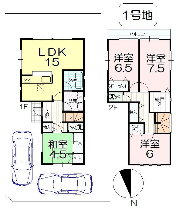 Floor plan. (No. 1 point), Price 34,300,000 yen, 4LDK+S, Land area 124.14 sq m , Building area 96.79 sq m