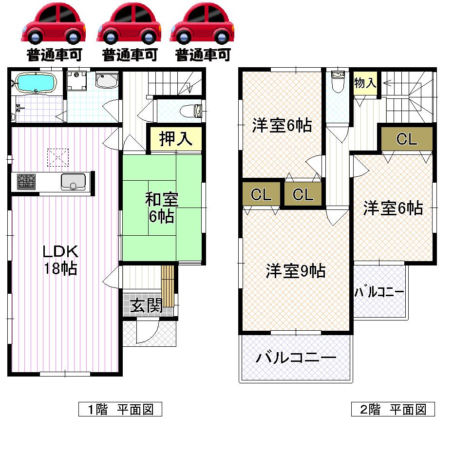 Floor plan. (No. 1 point), Price 34,800,000 yen, 4LDK, Land area 193.43 sq m , Building area 105.98 sq m