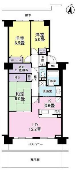 Floor plan. 4LDK, Price 13.5 million yen, Occupied area 77.63 sq m , Balcony area 10.08 sq m