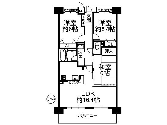 Floor plan. 3LDK, Price 14.1 million yen, Footprint 72.8 sq m , Balcony area 12.04 sq m
