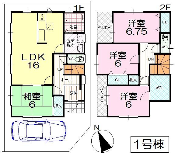 Floor plan. (1 Building), Price 27,800,000 yen, 4LDK, Land area 100 sq m , Building area 103.92 sq m