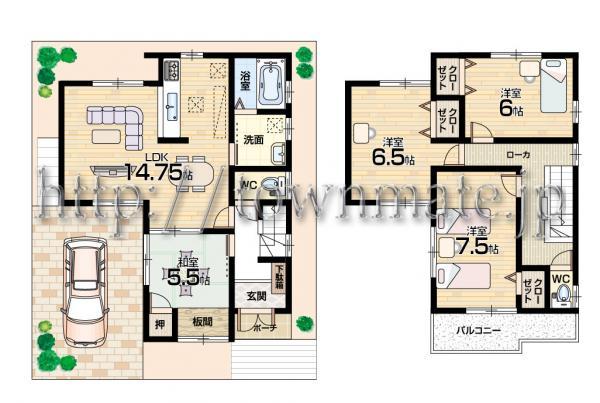 Floor plan. 22,800,000 yen, 4LDK, Land area 90 sq m , Building area 94.36 sq m 4 No. Floor