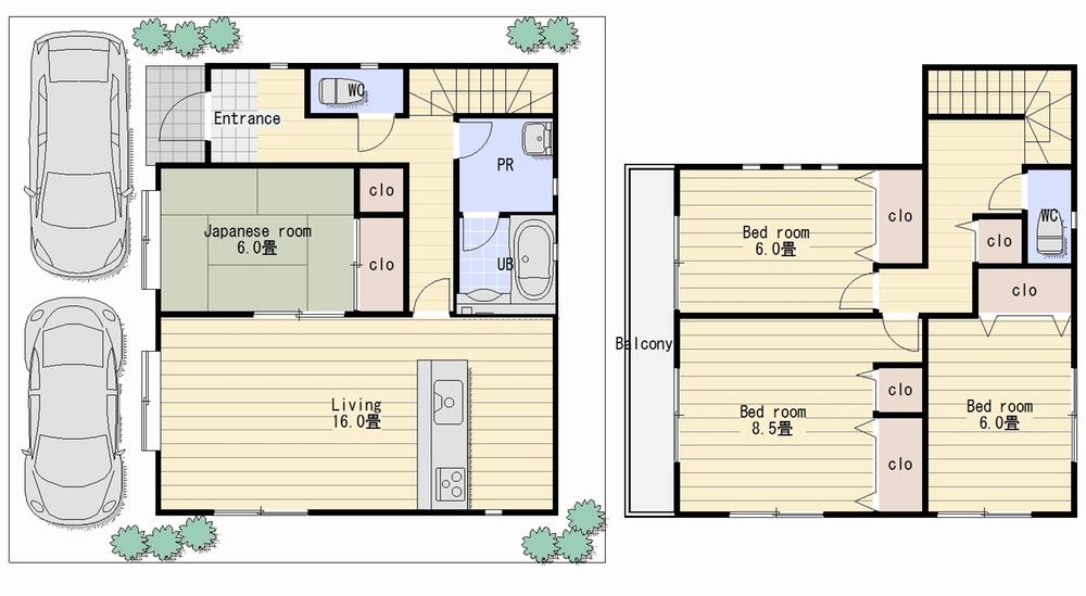 Floor plan. (No. 2 locations), Price 28,900,000 yen, 4LDK, Land area 132.56 sq m , Building area 106.11 sq m