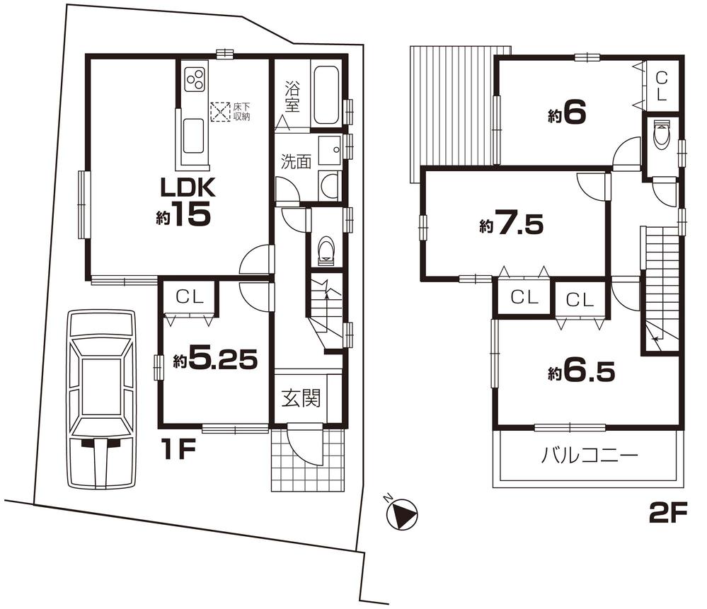 Floor plan. 25,800,000 yen, 4LDK, Land area 98.44 sq m , Building area 95.58 sq m