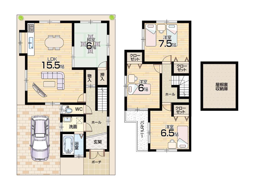 Floor plan. 20.8 million yen, 4LDK, Land area 79.71 sq m , Building area 88.37 sq m