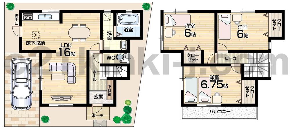 Floor plan. 20.8 million yen, 3LDK + S (storeroom), Land area 80 sq m , Building area 87.48 sq m