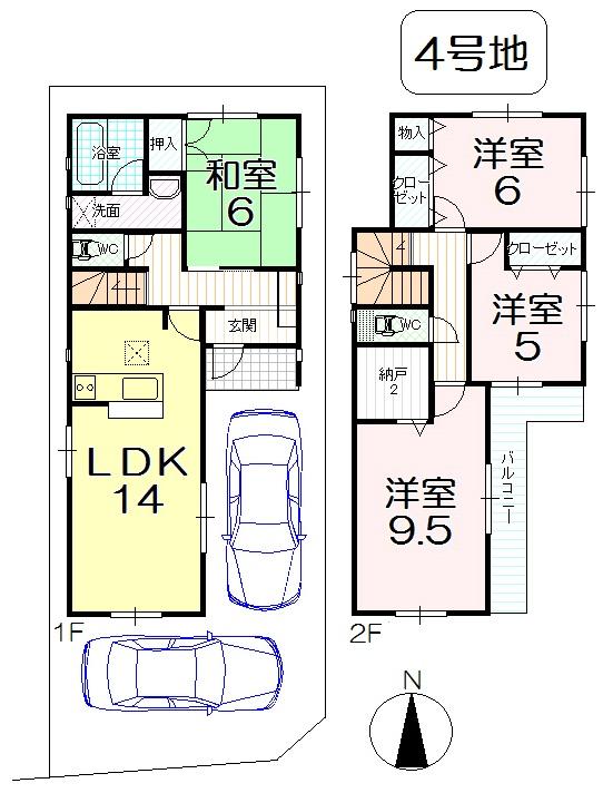Floor plan. (No. 4 locations), Price 25,800,000 yen, 4LDK+S, Land area 106.56 sq m , Building area 96.79 sq m