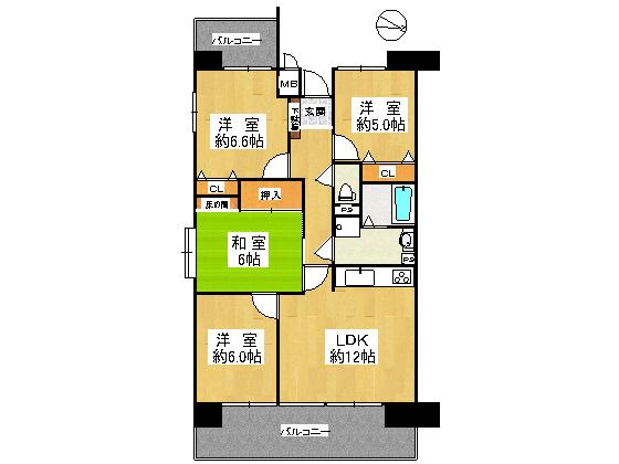Floor plan. 4LDK, Price 16.8 million yen, Occupied area 76.26 sq m , Balcony area 17.08 sq m