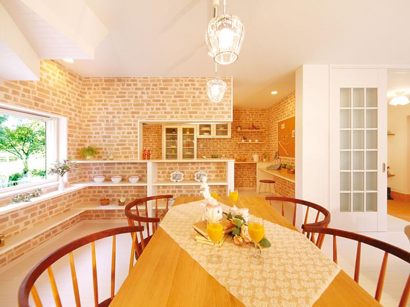 Other. Example of construction. Dining kitchen, which is decorated in warm shades. Also pretty impressive ceiling light. Also it will be fun plan meal.