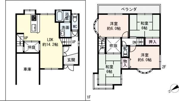 Floor plan. 21,800,000 yen, 4LDK, Land area 100.56 sq m , Building area 96.87 sq m each room 6 quires more 4LDK