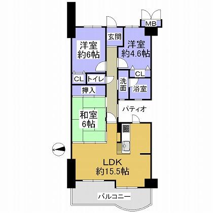 Floor plan. 3LDK, Price 9.8 million yen, Occupied area 71.56 sq m , Balcony area 11.29 sq m