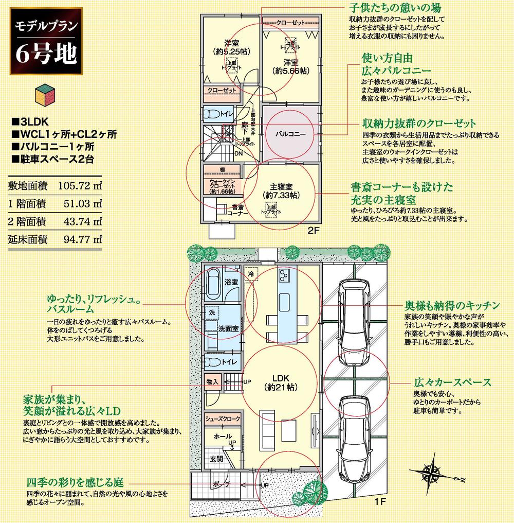 Floor plan. (No. 6 locations), Price 31,800,000 yen, 3LDK, Land area 105.72 sq m , Building area 94.77 sq m