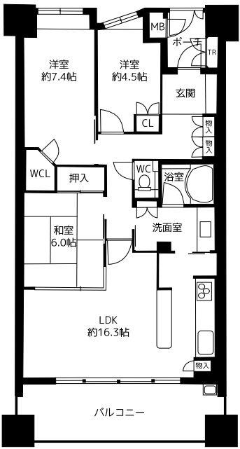 Floor plan. 3LDK, Price 30,800,000 yen, Occupied area 82.03 sq m , Balcony area 13.7 sq m