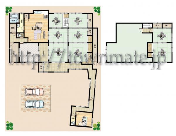 Floor plan. 34,800,000 yen, 8LDK, Land area 443.86 sq m , Building area 331.94 sq m Floor