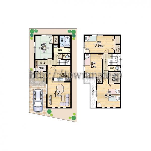 Floor plan. 21.5 million yen, 4LDK+S, Land area 100.51 sq m , Building area 98.01 sq m 9 No. Floor land area 100.51 square meters building area 98.01 square meters