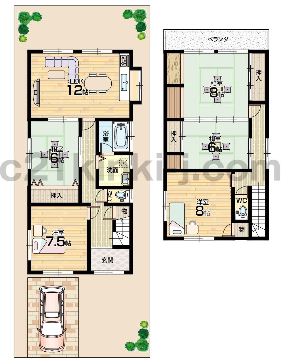 Floor plan. 23 million yen, 5LDK, Land area 123.6 sq m , Building area 122.09 sq m floor plan