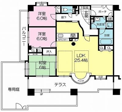 Floor plan. 3LDK, Price 18,800,000 yen, Occupied area 95.23 sq m , Balcony area 6.41 sq m