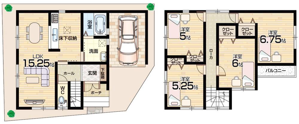 Floor plan. 21,800,000 yen, 4LDK, Land area 81.27 sq m , Building area 101.24 sq m 3 No. land