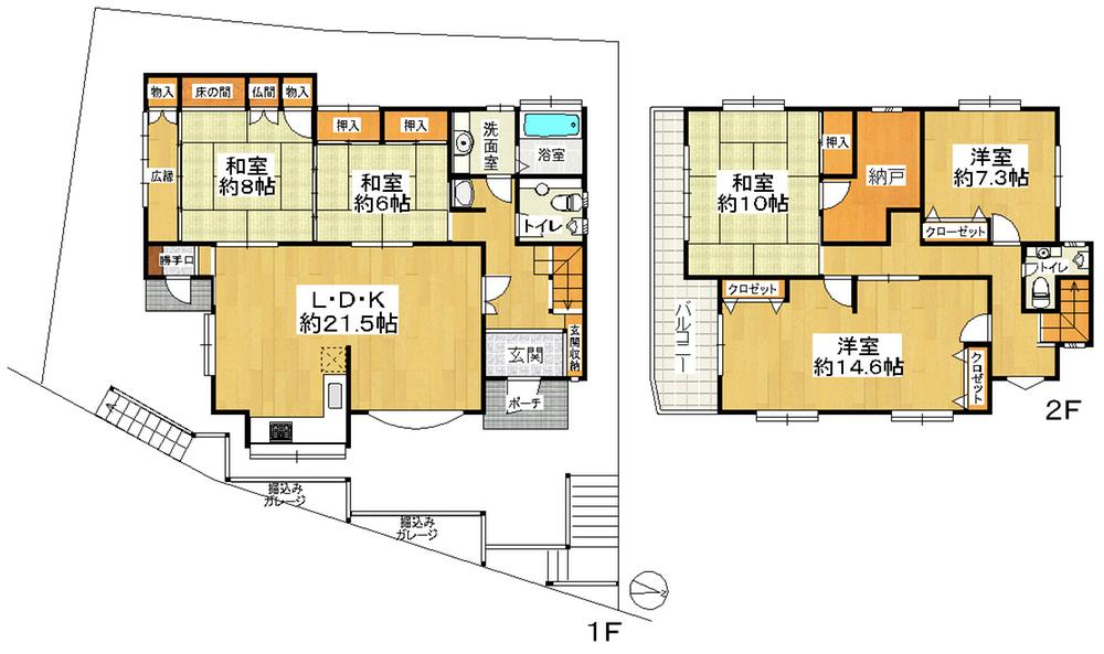 Floor plan. 34,800,000 yen, 5LDK + S (storeroom), Land area 189.23 sq m , Building area 205.42 sq m