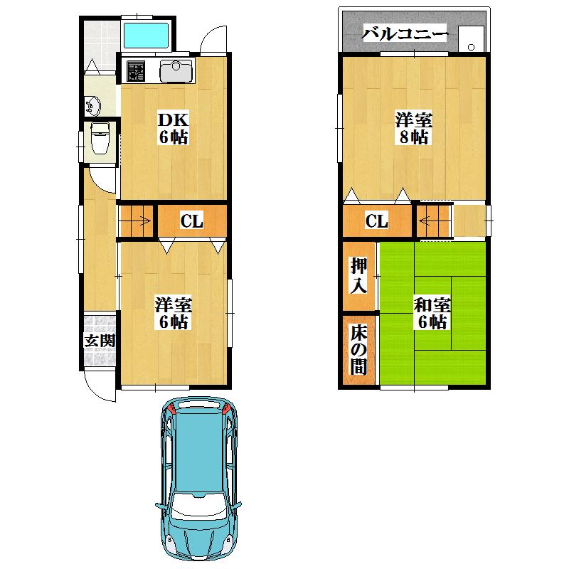 Floor plan. 11.8 million yen, 3DK, Land area 61.87 sq m , Building area 58.79 sq m