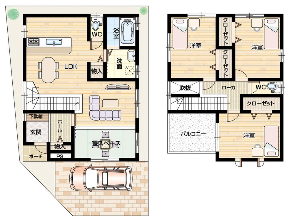 Floor plan. 29,350,000 yen, 4LDK, Land area 83 sq m , Building area 97.26 sq m Floor