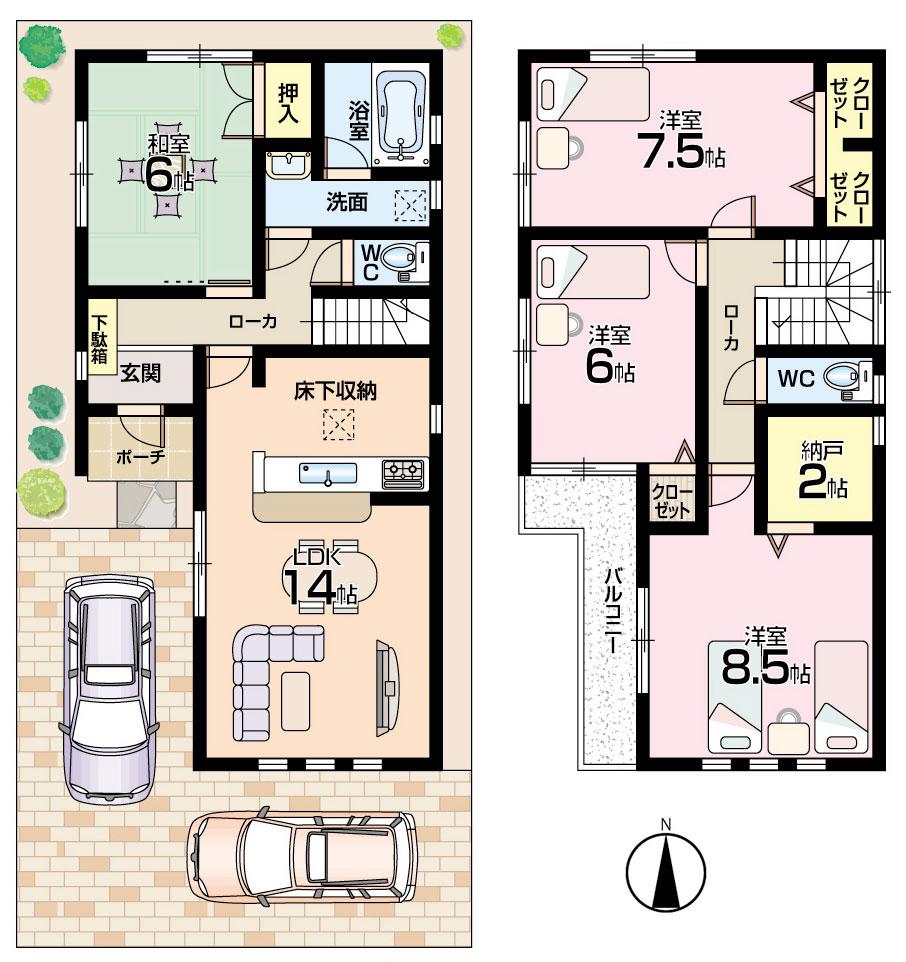 Floor plan. (3 Building), Price 25,800,000 yen, 4LDK+S, Land area 110.82 sq m , Building area 98.01 sq m