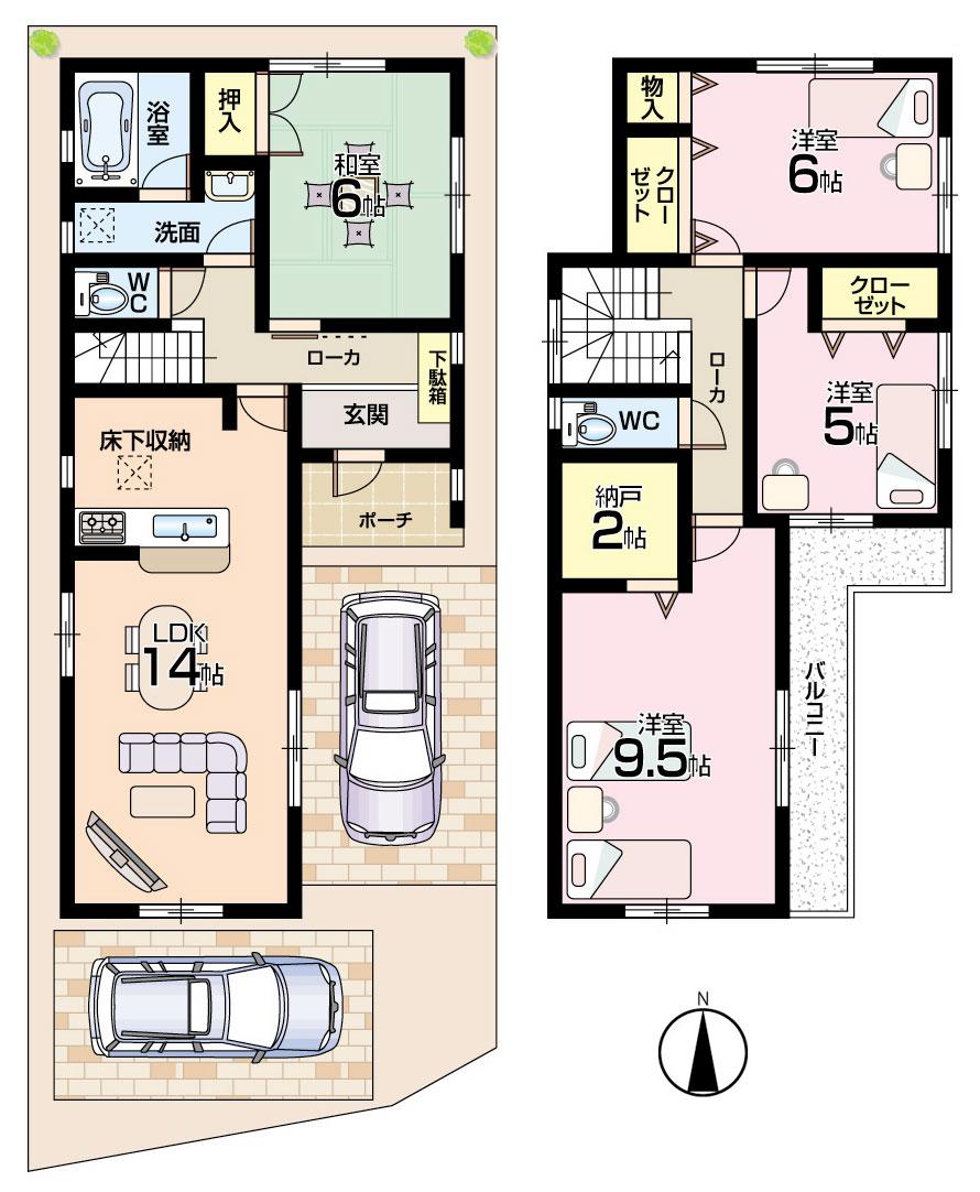 Floor plan. (4 Building), Price 25,800,000 yen, 4LDK+S, Land area 106.56 sq m , Building area 96.79 sq m