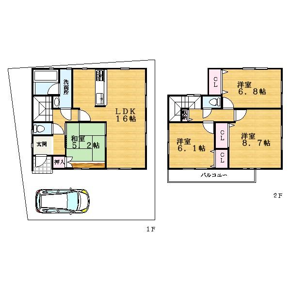 Floor plan. (3 Building), Price 21,800,000 yen, 4LDK+S, Land area 161.62 sq m , Building area 97.19 sq m