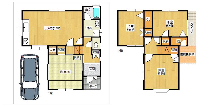 Floor plan. 18,800,000 yen, 4LDK, Land area 100.01 sq m , Building area 96.05 sq m