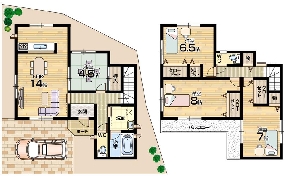 Floor plan. (No. 7 locations), Price 21,800,000 yen, 4LDK, Land area 105.97 sq m , Building area 97.2 sq m