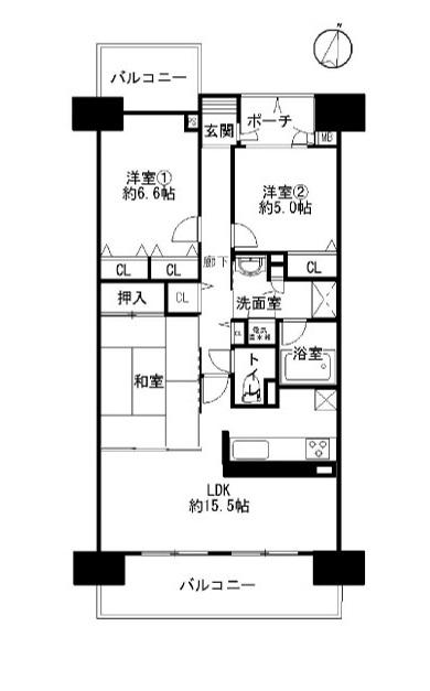 Floor plan. 3LDK, Price 19.3 million yen, Occupied area 75.08 sq m , Balcony area 17.45 sq m
