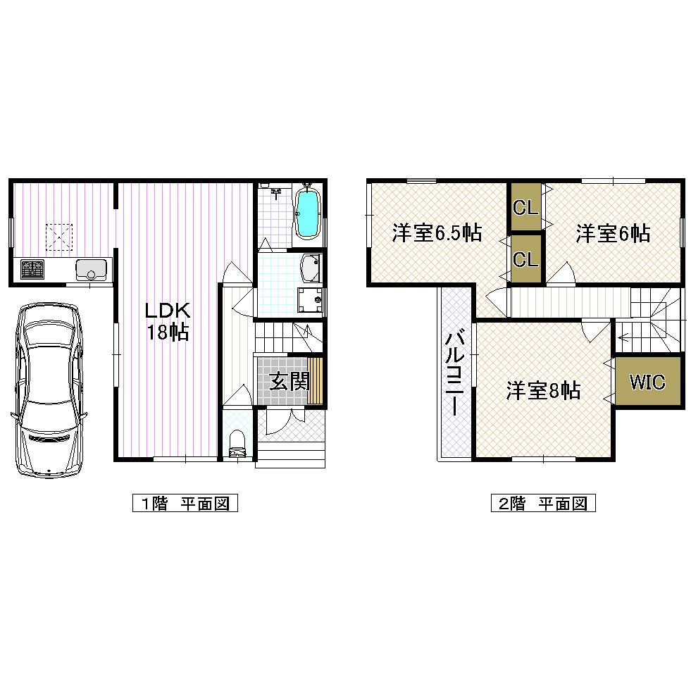 Floor plan. (No. 2 locations), Price 19,800,000 yen, 4LDK, Land area 80 sq m , Building area 81 sq m