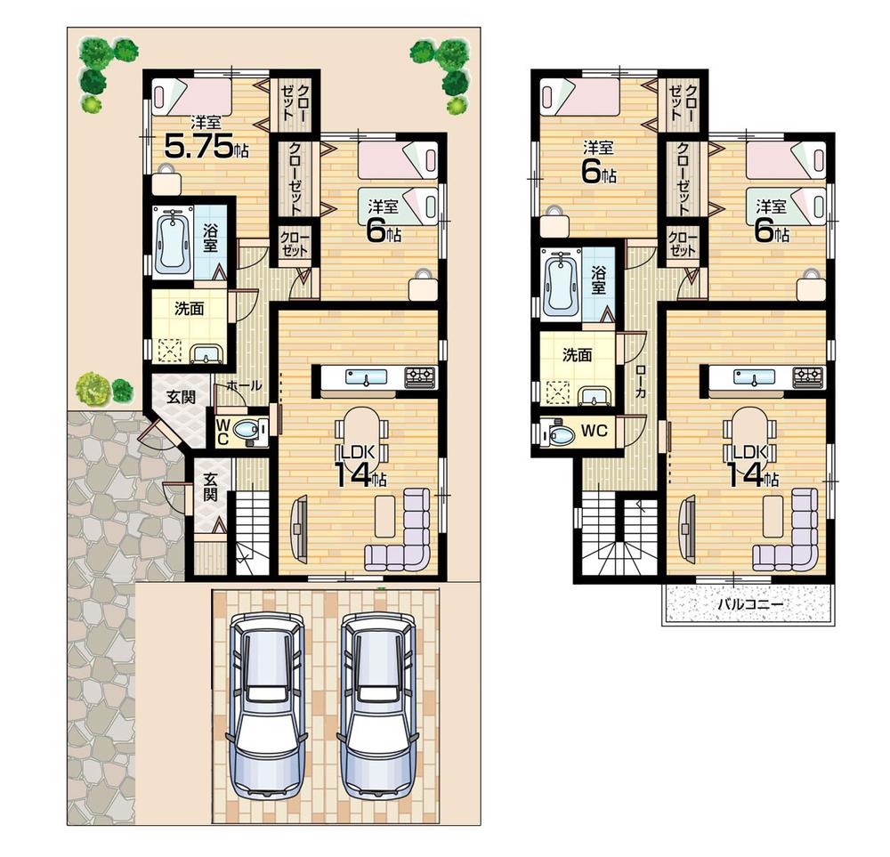 Floor plan. 31.5 million yen, 4LLDDKK, Land area 182.55 sq m , Building area 129.19 sq m