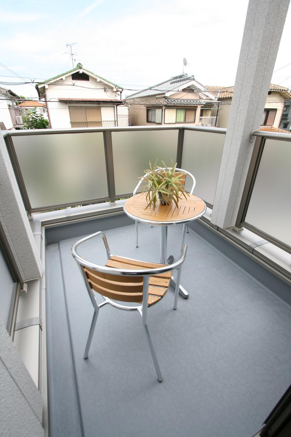 Balcony. Completion of the private cafe in our construction example spacious balcony!