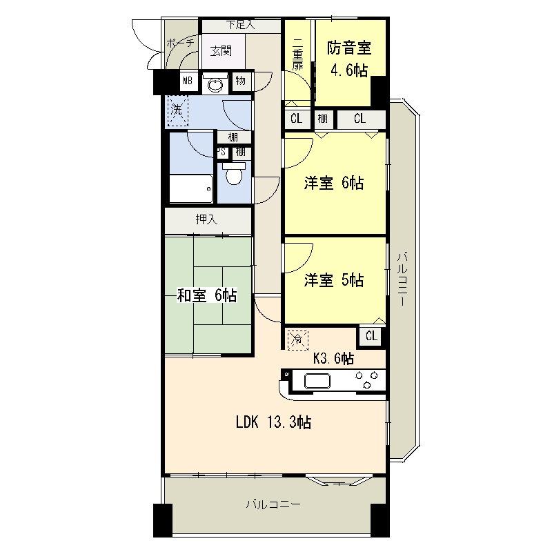 Floor plan. 4LDK, Price 17.5 million yen, Occupied area 85.61 sq m , Balcony area 22.97 sq m