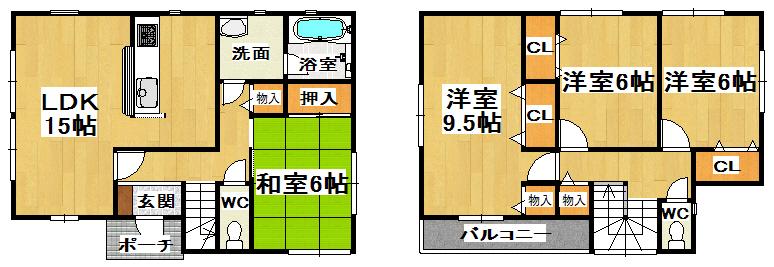 Floor plan. (Building 2), Price 25,800,000 yen, 4LDK, Land area 124.51 sq m , Building area 101.25 sq m