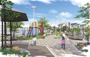 park. Town in the park Rendering