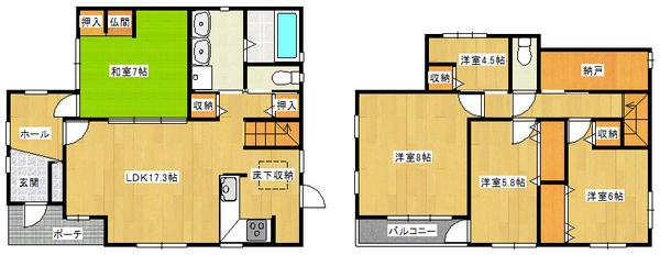 Floor plan. 37,800,000 yen, 5LDK, Land area 133.22 sq m , Building area 123.17 sq m