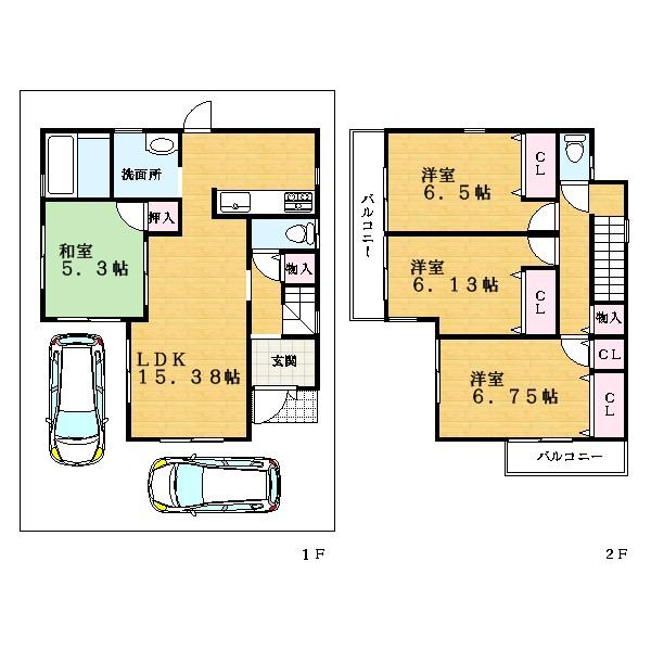 Floor plan. 38,800,000 yen, 4LDK, Land area 100.04 sq m , Building area 94.36 sq m