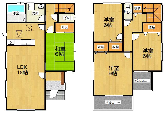 Floor plan. 34,800,000 yen, 4LDK, Land area 193.43 sq m , Building area 105.98 sq m