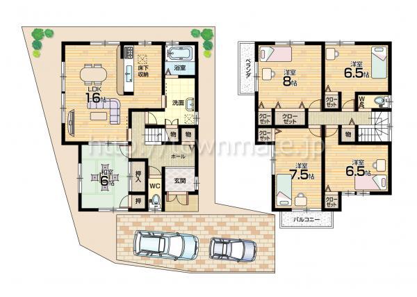 Floor plan. 28 million yen, 5LDK, Land area 121.62 sq m , Building area 121.62 sq m land area 121.62 square meters building area 119.07 square meters