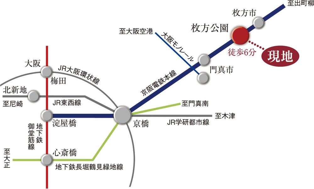route map. 18 minutes and comfortable access by express to Keihan "Kyobashi" station