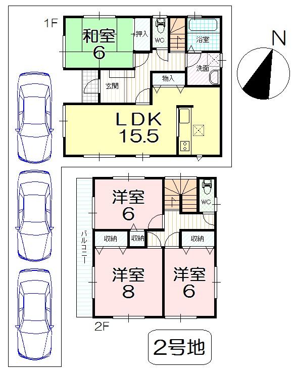Floor plan. (No. 2 locations), Price 33,800,000 yen, 4LDK, Land area 142.96 sq m , Building area 102.68 sq m