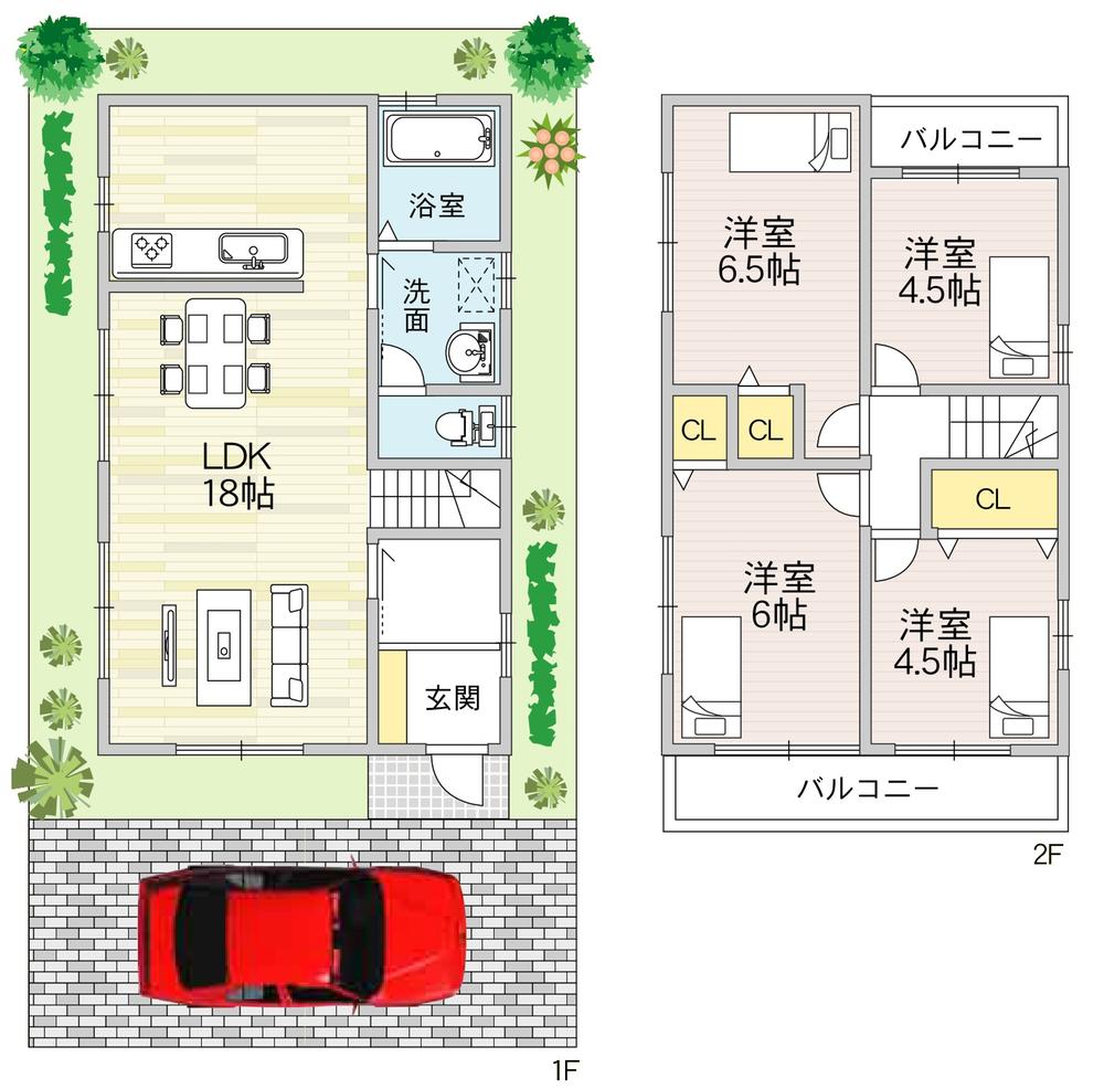 Floor plan. 22,800,000 yen, 4LDK, Land area 87.84 sq m , Building area 85.05 sq m