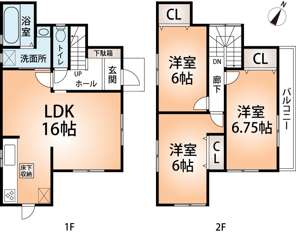 Floor plan. (No. 2 locations), Price 19,800,000 yen, 3LDK, Land area 80 sq m , Building area 81 sq m