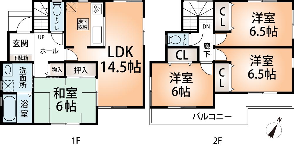Floor plan. (No. 5 locations), Price 23.8 million yen, 4LDK, Land area 90 sq m , Building area 101.24 sq m