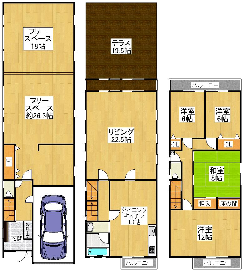 Floor plan. 21,800,000 yen, 5LDK + S (storeroom), Land area 132.11 sq m , Building area 244.93 sq m